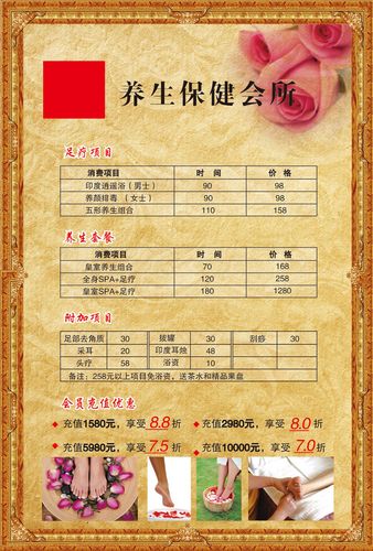 海报印制写真350养生944养生保健会所价目表psd