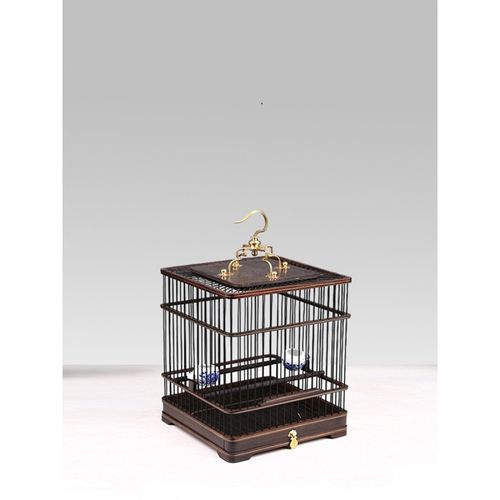 2022新款高端方形鸟笼大全绣眼玉鸟鹦鹉木制实木精品竹制红木鸟笼子送