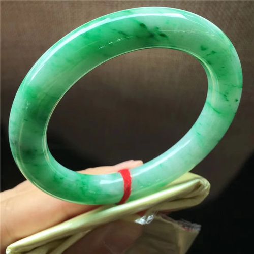 简安翡翠 56 冰糯种满阳绿圆条翡翠玉石手镯天然老坑翡翠阳绿玉镯