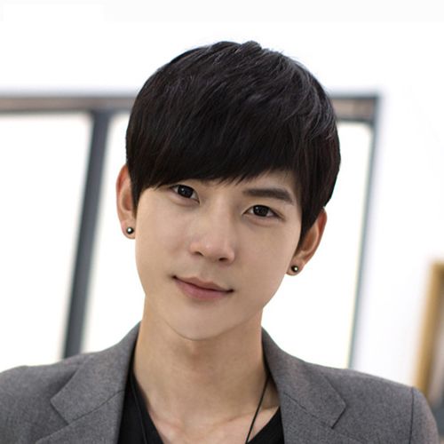 男士帅气斜刘海短直发假发 全头套式 自然修脸仿真圆脸透气男生