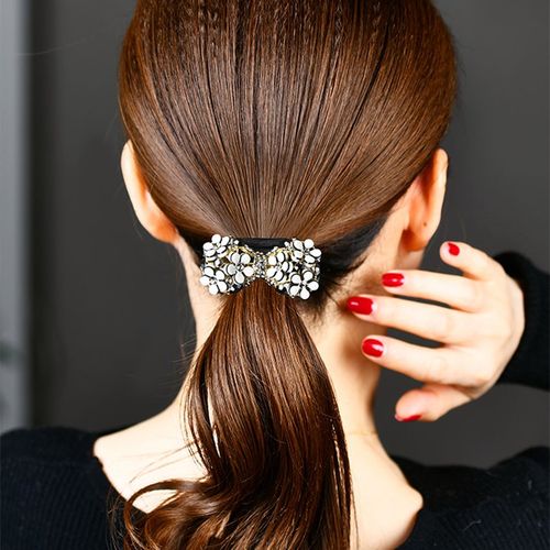 雅贵人黑色蝴蝶结头绳女韩版网红时尚成人发饰头饰女生扎马尾高弹力