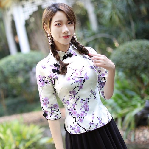 春季新款修身民族风女士中国风中式礼服唐装复古短