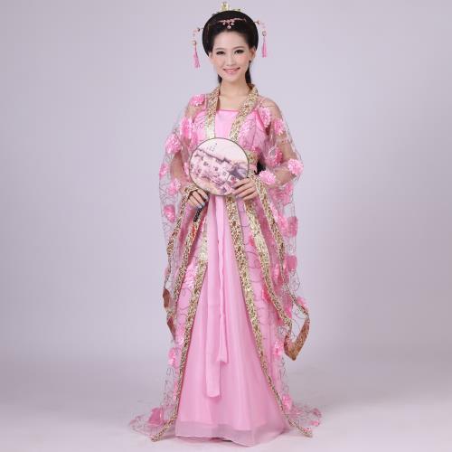 古装汉服cos嫦娥仙女拖尾襦裙唐朝贵妃服表演服唐装古代民族服饰