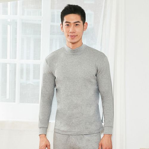 宜而爽纯棉半高领保暖内衣女士上衣中厚棉毛衫全棉秋裤套装秋衣男