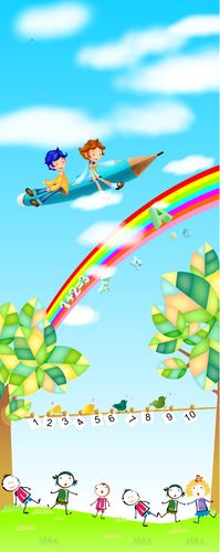 18幼儿园装饰画宣传画彩虹海报展板墙画写真喷绘536