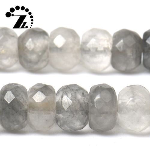 天然云水晶灰水晶切面算盘珠隔珠 diy手链吊坠材料手工饰品串珠