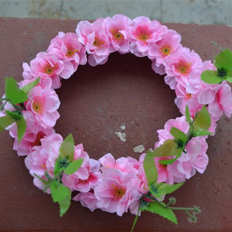 仿真桃花花环 樱花 梨花桃花节 地摊饰品新娘花环