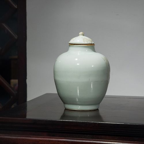 清代青釉盖罐古玩古董收藏真品老物件中式艺术品摆件清代老瓷器