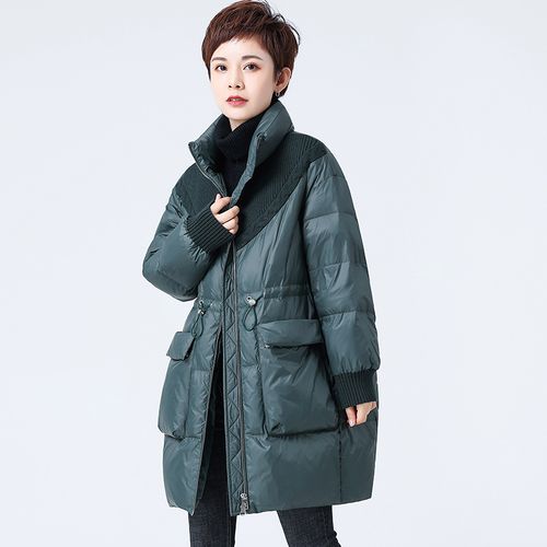 水淼2021年秋冬装新款嘉彩女装正品水云间中长款大码妈妈装羽绒服