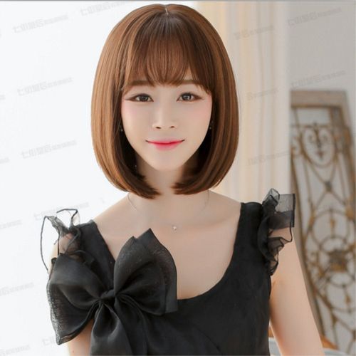 日韩假发短发女bobo头空气刘海短直发 甜美可爱修脸个性假发套