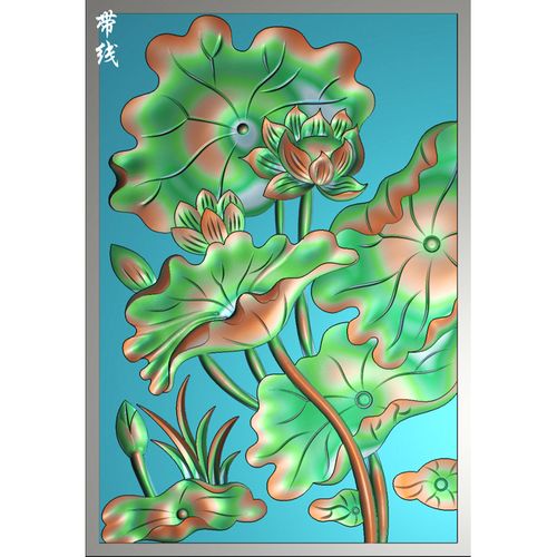 精雕图jdp荷叶木雕灰度图bmp花草浮雕雕刻荷花hh-099