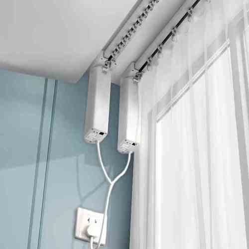 轨道窗帘升降电动窗帘无线遥控智能家用开合帘电机轨道杆静音智能