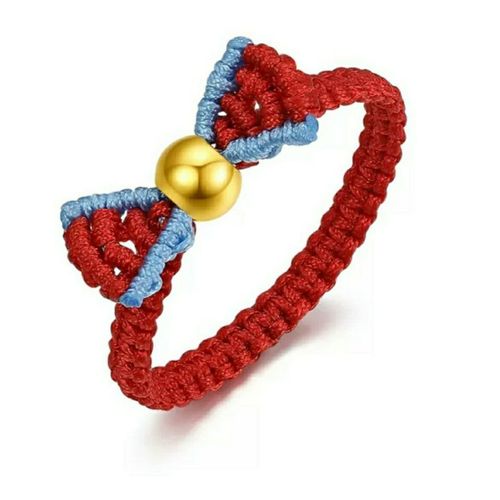 小金珠转运珠在逃公主手工编织戒指女蝴蝶结手链可自定颜色