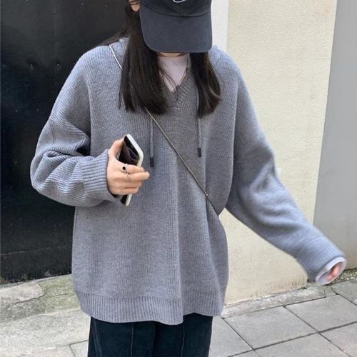 sixi四喜家秋冬 五色精选/纯色连帽套头毛衣女内搭针织衫外套卫衣【3