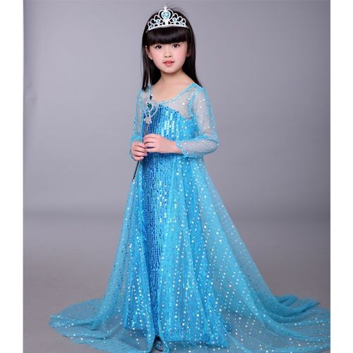 爱莎公主裙女童冰雪奇缘新款连衣裙秋季艾莎裙子套装儿童秋装礼服