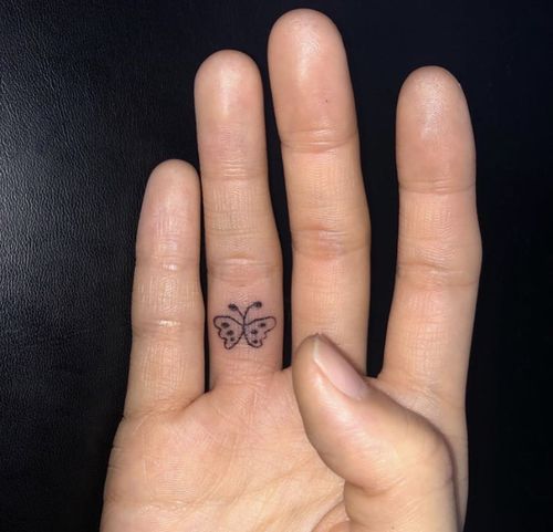 hge tattoo 独家手绘 手绘蝴蝶 韩式小清新防水手指纹身贴 a371