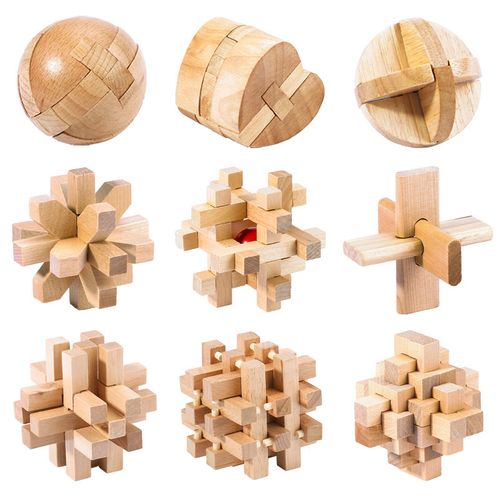 鲁班锁孔明锁九连环儿童智力玩具成人解压解锁益一智榫卯休闲圆球锁