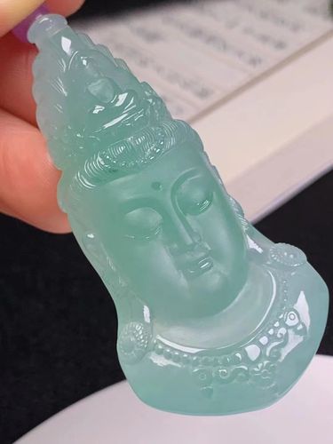 翡翠观音头翡翠色观音项链吊坠玉佩男女款正品高端玉挂平安未镶嵌