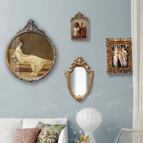 散步去轻复古宫廷小众艺术框镜子人物装饰画软装美式客厅沙发卧室
