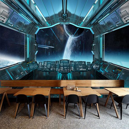 3d立体延伸空间宇宙太空舱壁纸科幻背景墙纸卧室酒吧