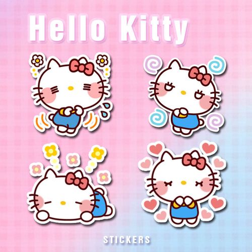 hello kitty表情包凯蒂猫汽车车贴摩托车贴笔记本卡通油箱盖贴纸