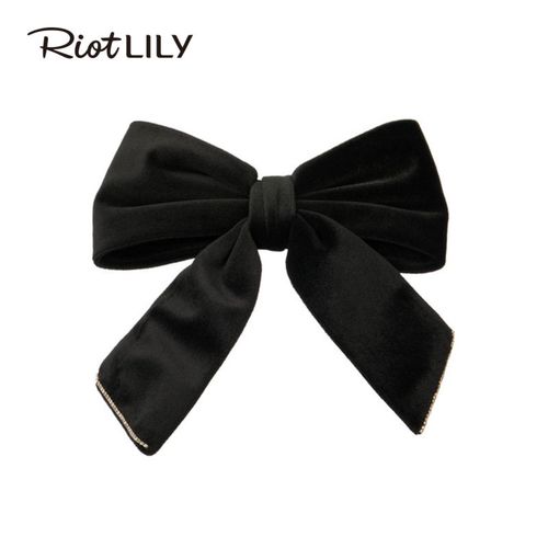 riotlily/艾特里里黑色蝴蝶结水钻发夹