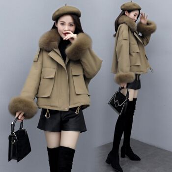 木宸大毛领派克服棉服女短款2021冬季新款韩版宽松气质女神范显瘦减龄