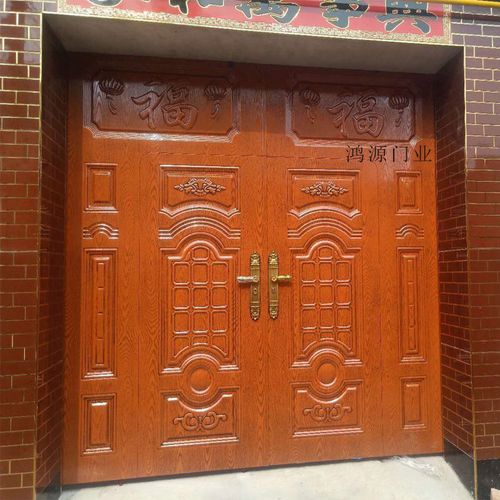 农村烤漆大铁门家用双开庭院门定做院子进户大门金属烤漆大门乡村