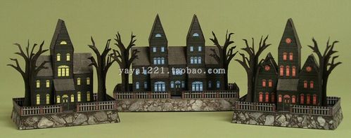 满48包邮万圣节亲子手工万圣节鬼屋二3d纸模型diy非成品附说明