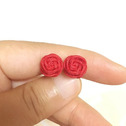 手工编织diy材料包玫瑰花红色耳线绳子长款耳环个性闺蜜七夕礼物