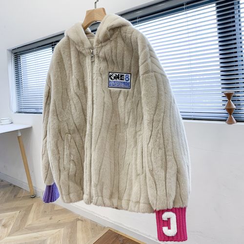 l429意法高品质秋冬加厚皮毛一体宽松毛绒绒外套女水貂绒皮草大衣