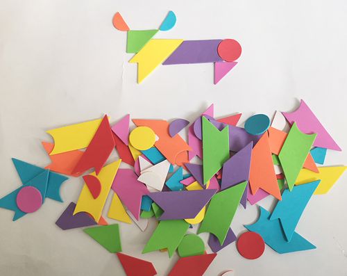 7付/套新时代智力七巧板贴纸儿童拼图拼画贴画幼儿小学比赛教具