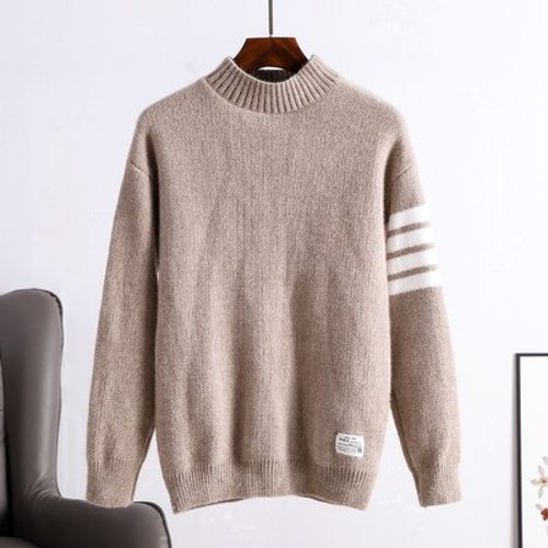 四道杠的青春感帮高领雪尼尔毛衣男冬季厚款时尚针织衫男士保暖套头