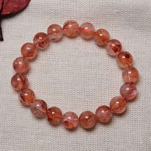 巴西产天然红胶花水晶手链10毫米