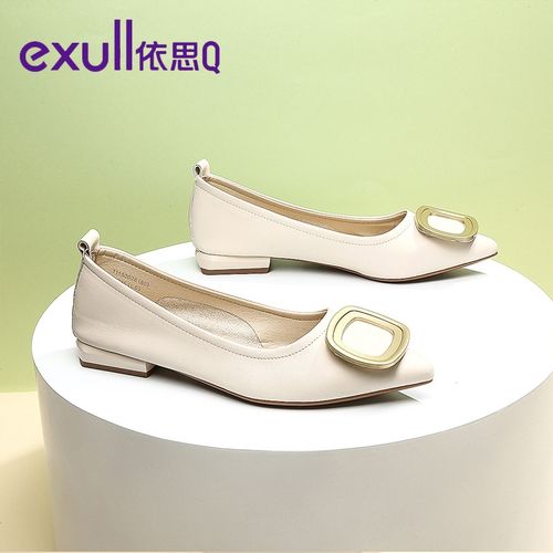 exull/依思q百搭通勤方扣尖头低跟晚风女单鞋11150028