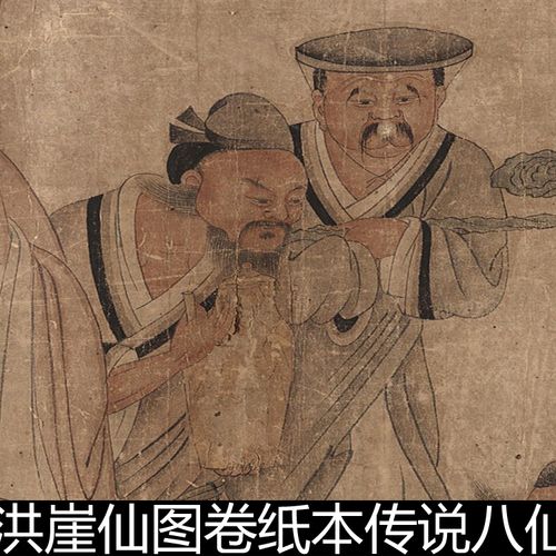 bjo清代沈振麟洪崖仙图卷传说八仙中六仙人物诙谐故事高清素材