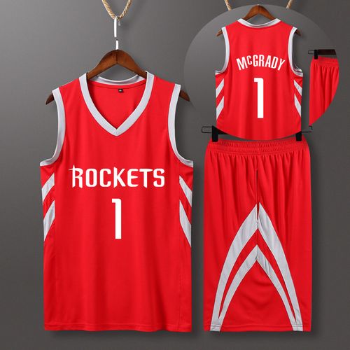 团购麦迪1号球衣篮球服套装男子篮球队服训练服装定制火箭儿童背心夏