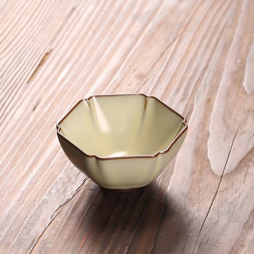 官窑六方杯主人杯单杯高端茶杯功夫茶具单个品茗杯子