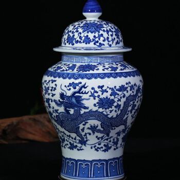 陶之念 景德镇陶瓷器仿古青花储物罐将军罐密封罐糖果罐家居饰品客厅