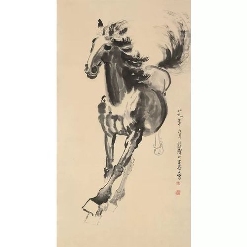 名人大家徐悲鸿三尺精品走兽马手绘作品居家装饰画收藏品赠证书