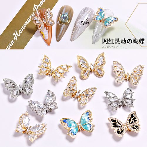 网红灵动蝴蝶2020新款美甲蝴蝶饰品钻超闪3d立体合金