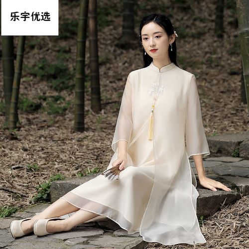 6015禅服茶服茶艺师服装女改良旗袍仙气中国风汉服禅意女装雪纺