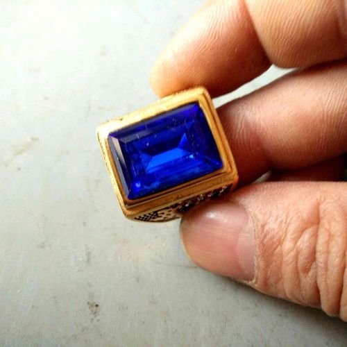 古董古玩金银珠宝,清代天然蓝宝石戒指