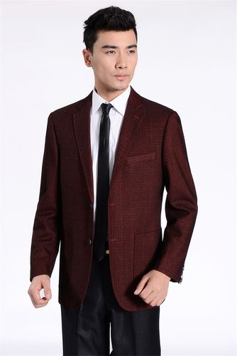 枣红色中年男士休闲西服中老年男西服外套男装爸爸单西装上衣大码