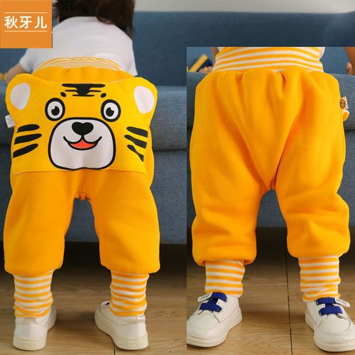 婴儿裤子大pp裤高腰护肚冬季加绒男女童宝宝大屁屁裤保暖外穿加厚