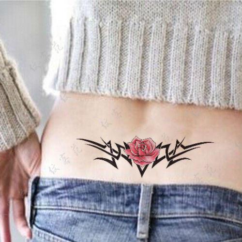 纹客范纹身贴-腰部图腾纹身贴 个性时尚潮款 玫瑰 防水 纹身 贴纸