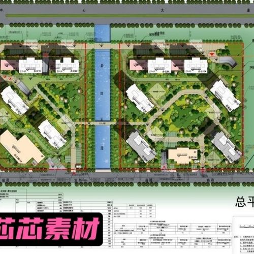 住宅小区景观psd总平面图居住区规划设计彩色总图ps效果图素材库