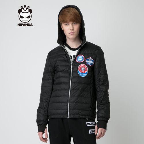 hipanda你好熊猫 设计潮牌 男款 连帽 轻薄型 羽绒服