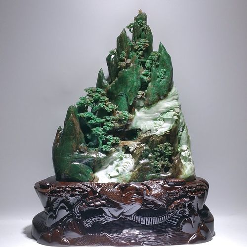 大师玉雕 山高人为峰 天然独山玉石意境山子中式镇宅工艺品摆件