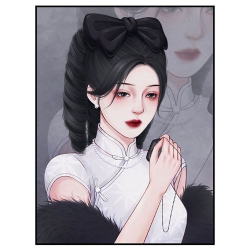 高颜值民国风女插画 数字油画diy填色手工绘画油彩画房间装饰画